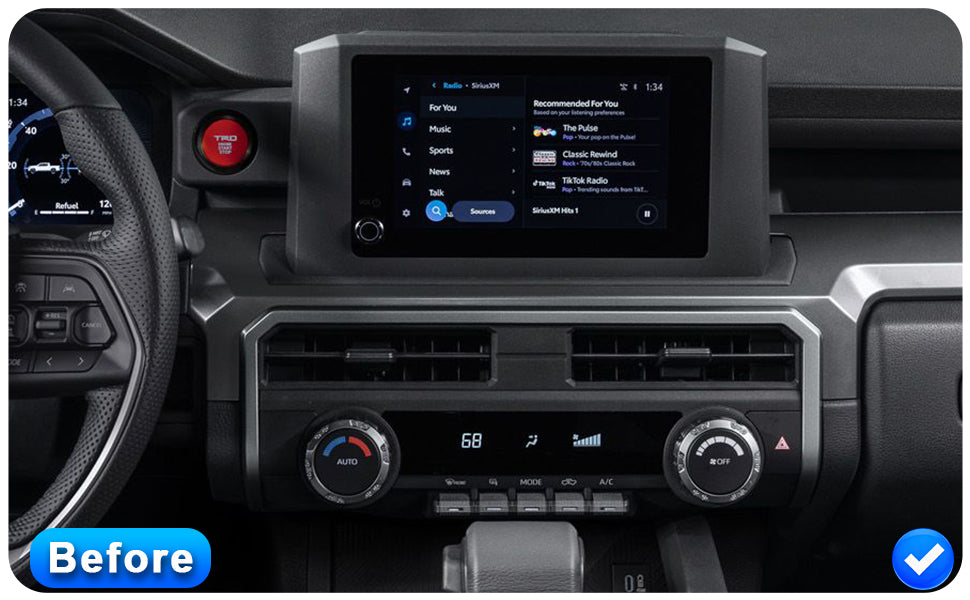Toyota Tacoma factory radio before upgrade comparison