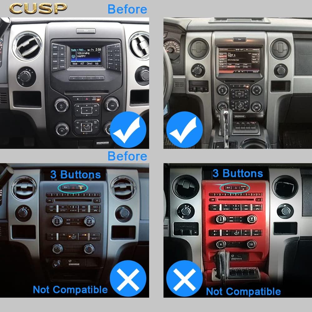 CUSP 12.1 Inch T-Style Android Car Stereo for Ford F150 F-150 Raptor 2009-2014, PX6 4GB+64GB Touchscreen Head Unit with CarPlay, Android Auto, GPS Navigation, DSP, Bluetooth, WiFi, SWC
