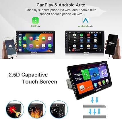 CUSP LX-1018 10.1 Inch Double Din Car Stereo with CarPlay & Android Auto