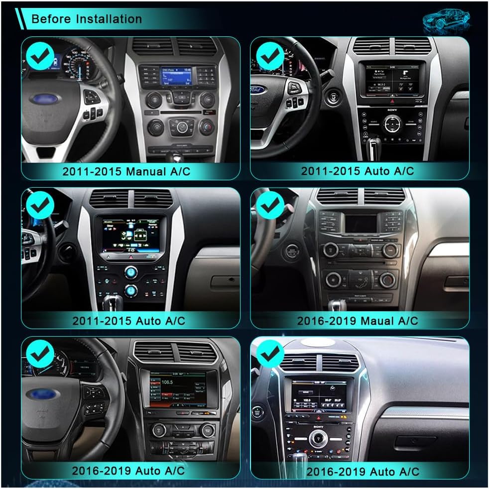 CUSP 12.1 Inch Android Car Stereo for Ford Explorer 2011-2019, PX6 4GB+64GB Vertical Touchscreen Head Unit with Wireless CarPlay, Android Auto, GPS, Bluetooth, WiFi, DSP, Voice Control