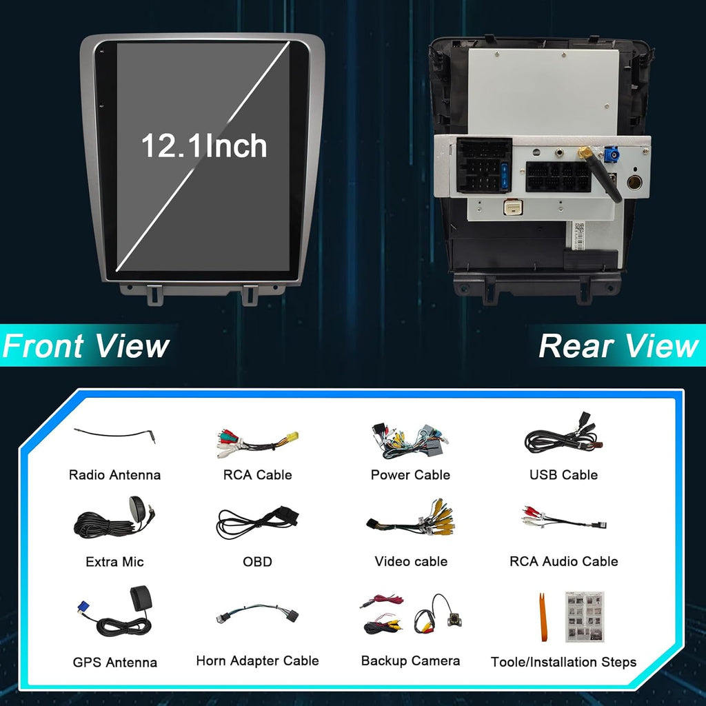 CUSP 12.1 Inch Android Car Stereo for Ford Mustang 2010-2014, PX6 4GB+64GB, CarPlay Android Auto GPS Navigation WiFi Bluetooth DSP Voice Control