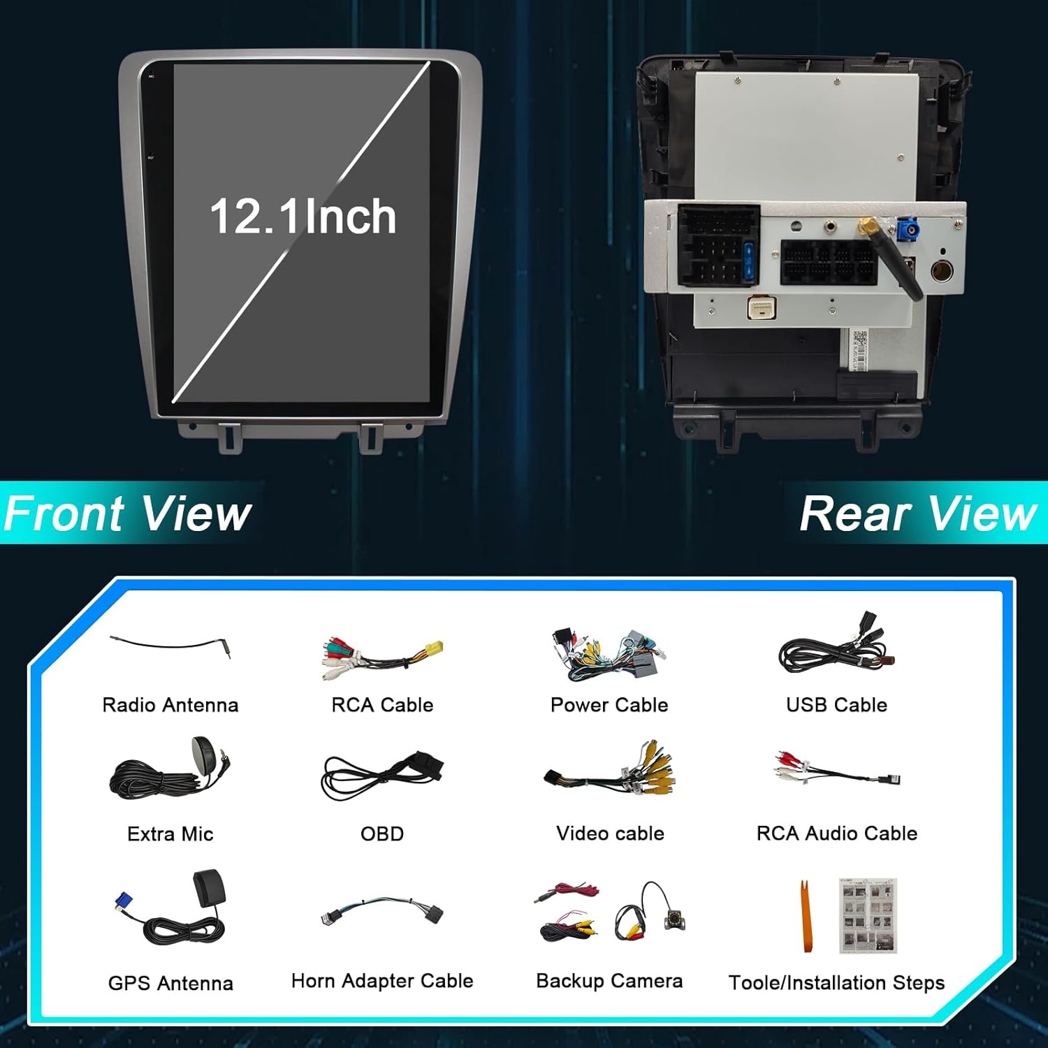 CUSP 12.1 Inch Android Car Stereo for Ford Mustang 2010-2014, PX6 4GB+64GB, CarPlay Android Auto GPS Navigation WiFi Bluetooth DSP Voice Control