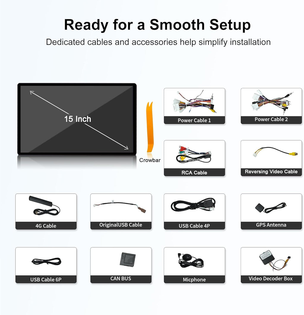 CUSP 15 Inch Android Car Stereo for Toyota Tacoma 2024-2026 & 4Runner/X-Runner 2024-2026, Qualcomm 6125 8GB+128GB, Wireless CarPlay Android Auto GPS WiFi DSP