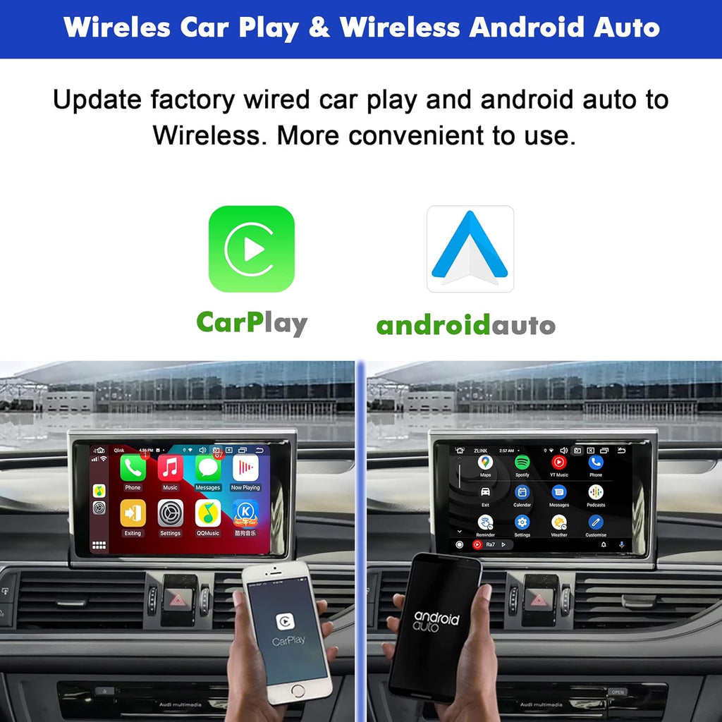 CUSP Wireless CarPlay AI Box for Cars with OEM Wired CarPlay, Qualcomm 8-Core 4GB+64GB Android Multimedia Adapter with Wireless CarPlay, Wireless Android Auto, 4G SIM, GPS, WiFi, Bluetooth