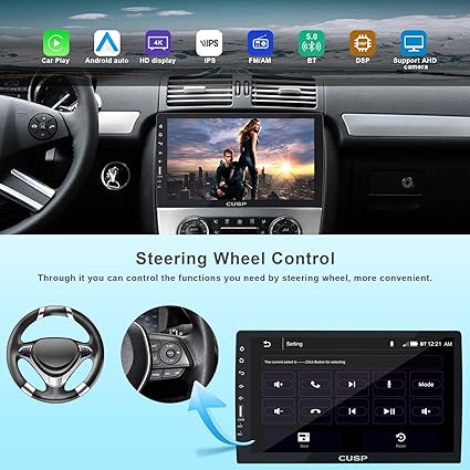 CUSP LX-1018 10.1 Inch Double Din Car Stereo with CarPlay & Android Auto
