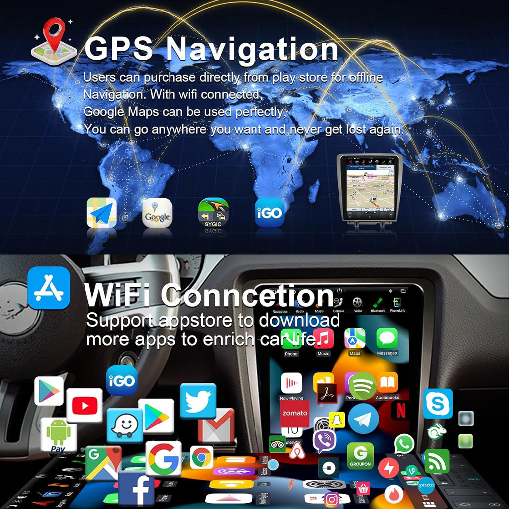 CUSP 12.1 Inch Android Car Stereo for Ford Mustang 2010-2014, PX6 4GB+64GB, CarPlay Android Auto GPS Navigation WiFi Bluetooth DSP Voice Control