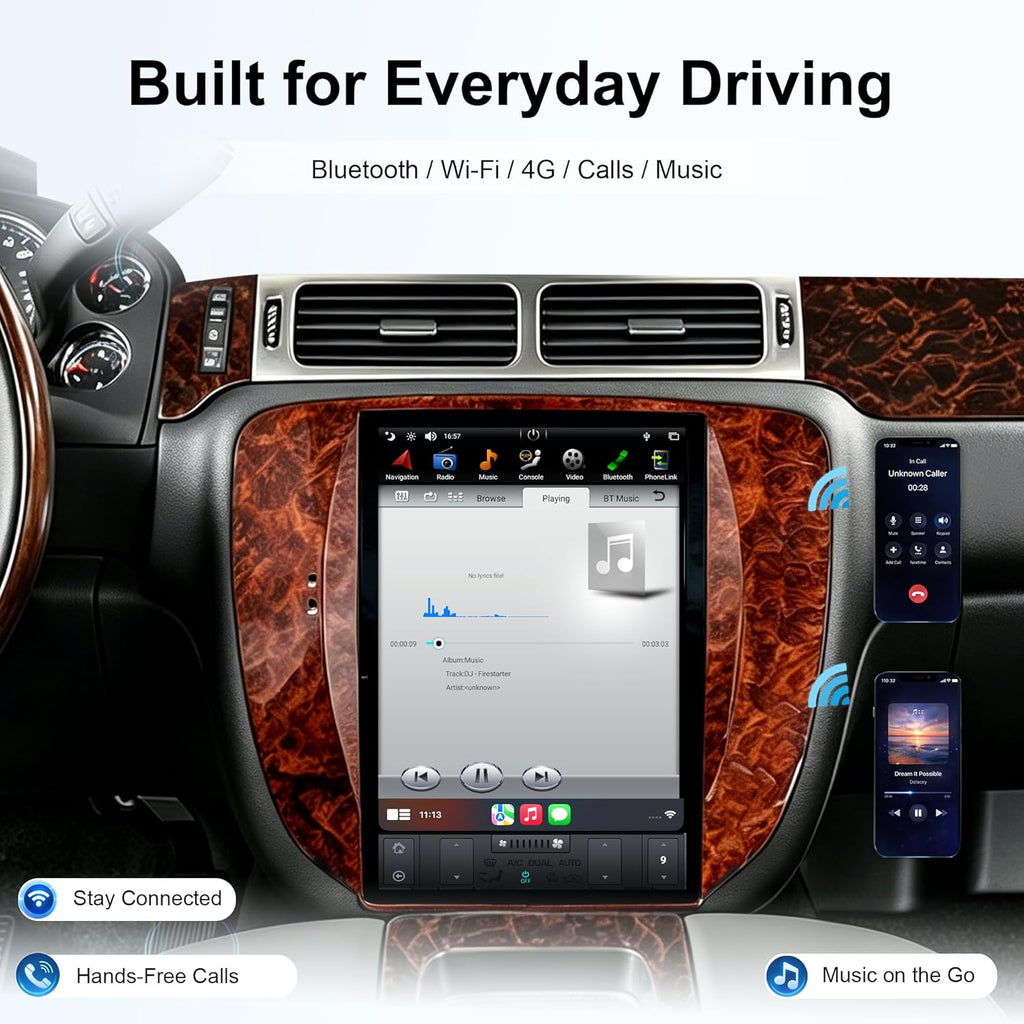 CUSP 12.1 Inch Android Car Stereo for Chevy Silverado Tahoe Suburban Avalanche & GMC Sierra Yukon 2007-2013, PX6 4GB+64GB, CarPlay Android Auto GPS WiFi Bluetooth Voice Control