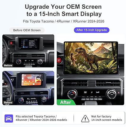 CUSP 15 Inch Android Car Stereo for Toyota Tacoma 2024-2026 & 4Runner/X-Runner 2024-2026, Qualcomm 6125 8GB+128GB, Wireless CarPlay Android Auto GPS WiFi DSP