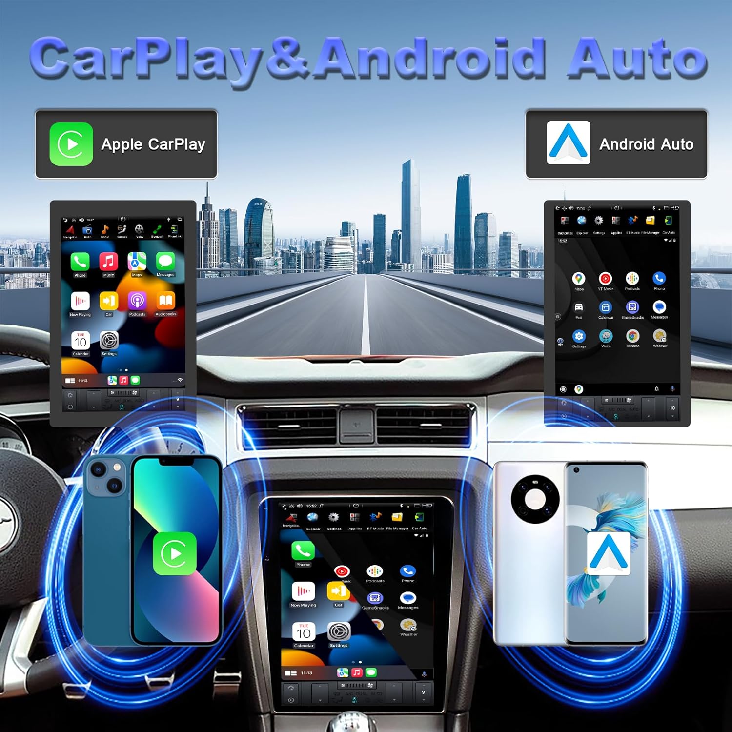 CUSP 12.1 Inch Android Car Stereo for Ford Mustang 2010-2014, PX6 4GB+64GB, CarPlay Android Auto GPS Navigation WiFi Bluetooth DSP Voice Control