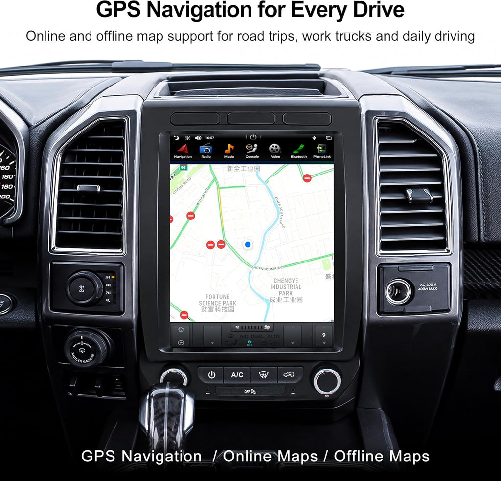 CUSP 12.1 Inch T-Style Android Car Stereo for Ford F-150/Raptor 2015-2021, F-250 F-350 F-450 2017-2021, PX6 4GB+64GB, CarPlay Android Auto GPS WiFi Bluetooth DSP