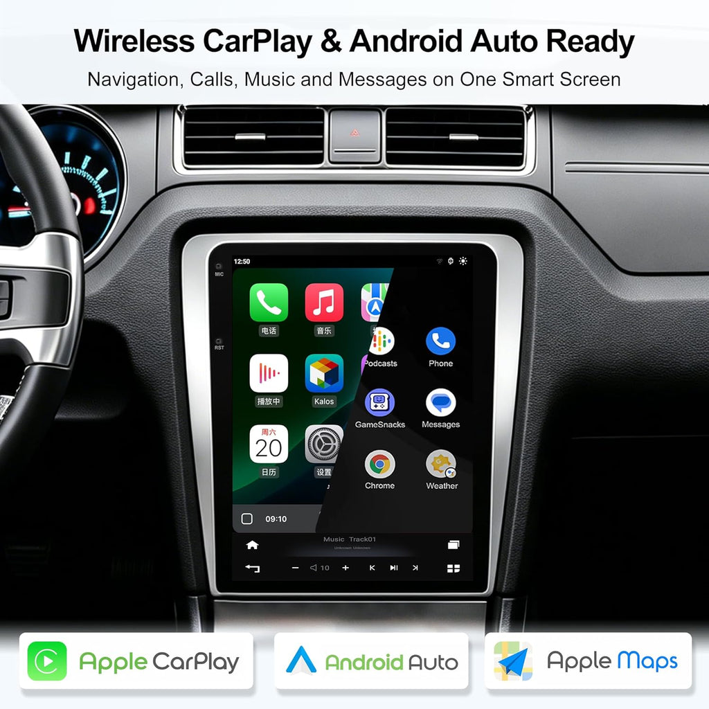 CUSP 12.1 Inch Android Car Stereo for Ford Mustang 2010-2014, Qualcomm 8GB+128GB, Wireless CarPlay Android Auto GPS Navigation WiFi Bluetooth DSP Voice Control