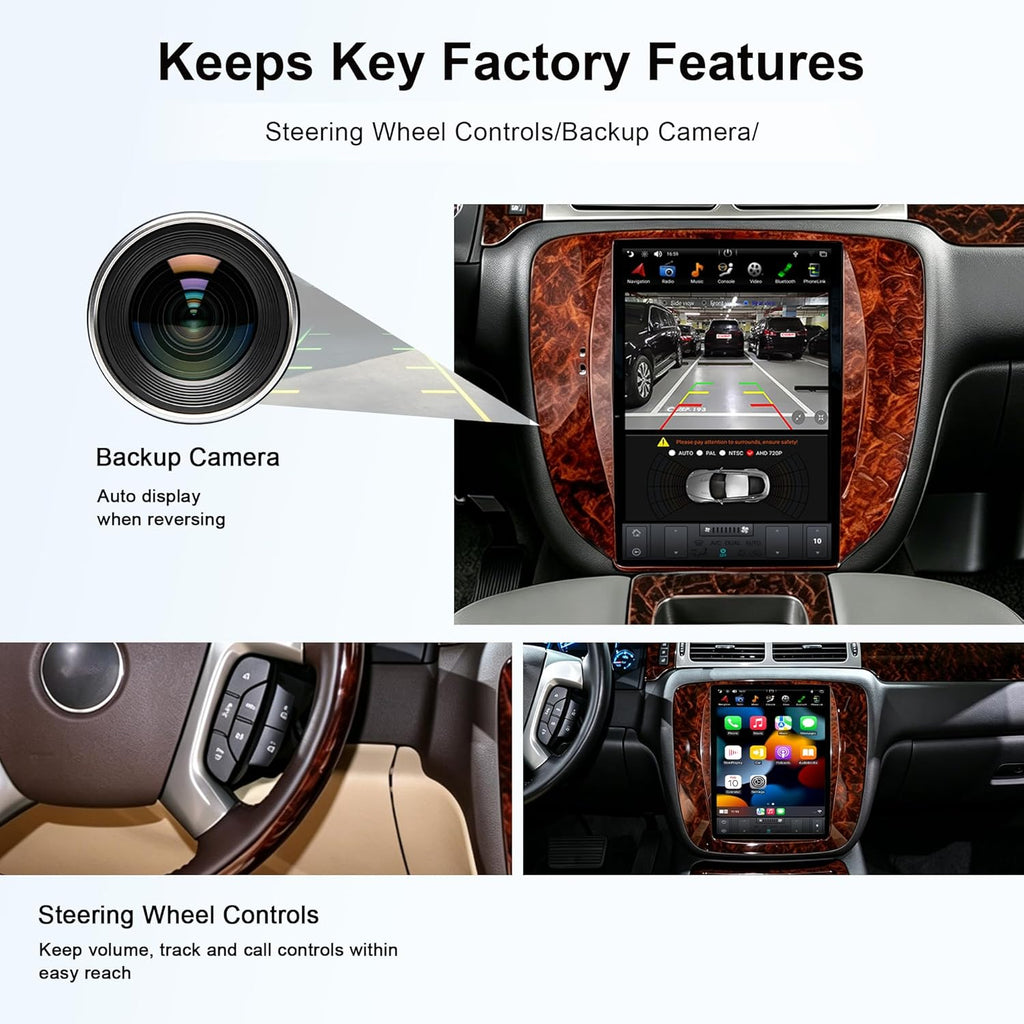 CUSP 12.1 Inch Android Car Stereo for Chevy Silverado Tahoe Suburban Avalanche & GMC Sierra Yukon 2007-2013, PX6 4GB+64GB, CarPlay Android Auto GPS WiFi Bluetooth Voice Control