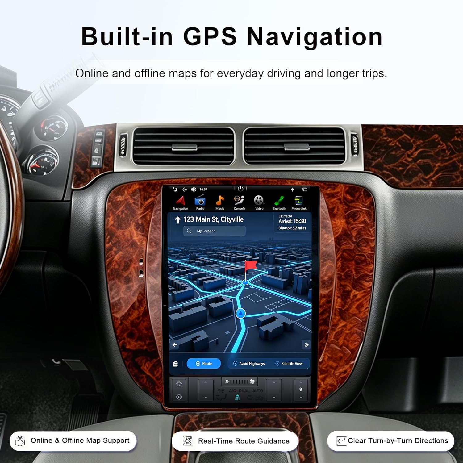 CUSP 12.1 Inch Android Car Stereo for Chevy Silverado Tahoe Suburban Avalanche & GMC Sierra Yukon 2007-2013, PX6 4GB+64GB, CarPlay Android Auto GPS WiFi Bluetooth Voice Control