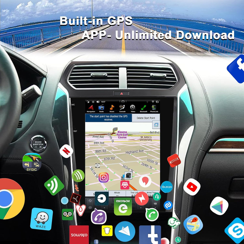 CUSP 12.1 Inch Qualcomm Android Car Stereo for Ford Explorer 2011-2019, 8GB+128GB Vertical Touchscreen Head Unit with 4G LTE, Wireless CarPlay, Android Auto, GPS, Bluetooth, WiFi, DSP, Voice Control