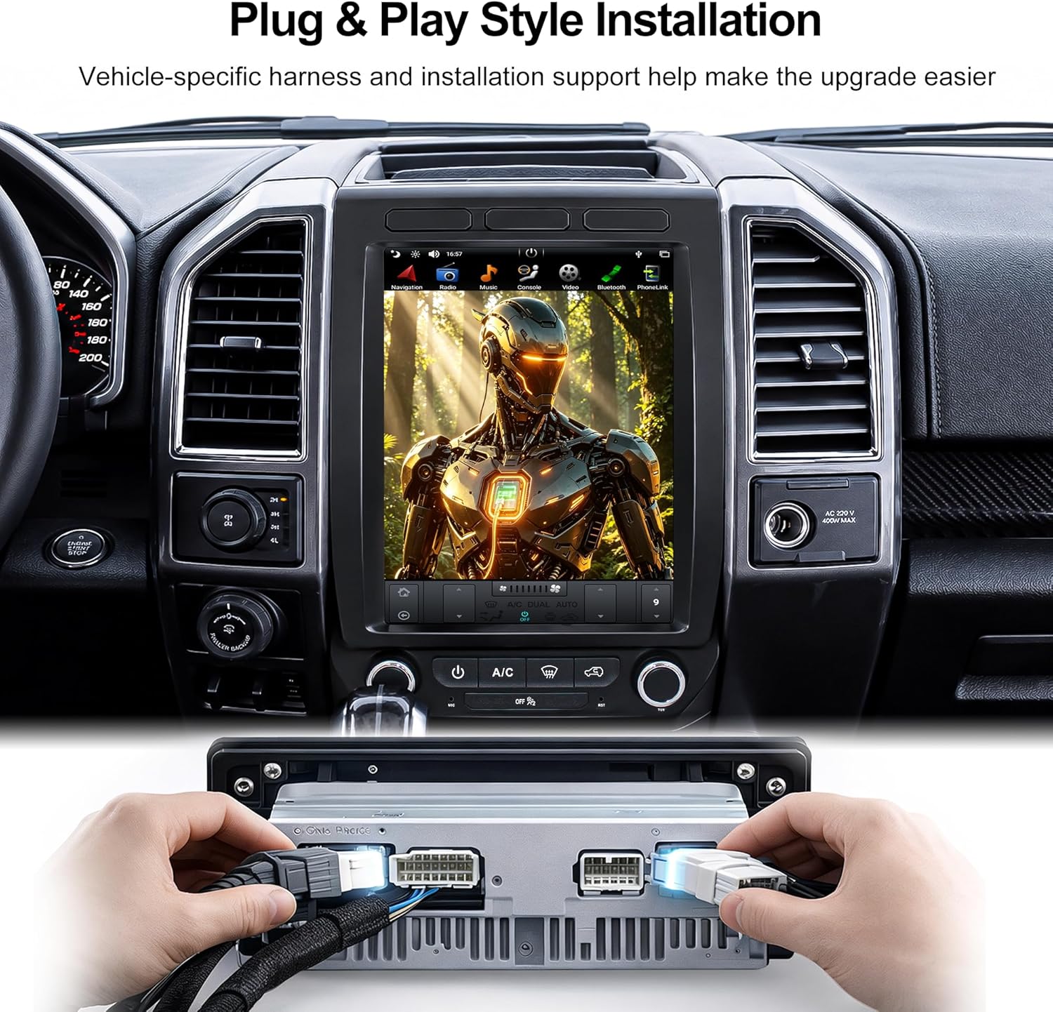 CUSP 12.1 Inch T-Style Android Car Stereo for Ford F-150/Raptor 2015-2021, F-250 F-350 F-450 2017-2021, PX6 4GB+64GB, CarPlay Android Auto GPS WiFi Bluetooth DSP