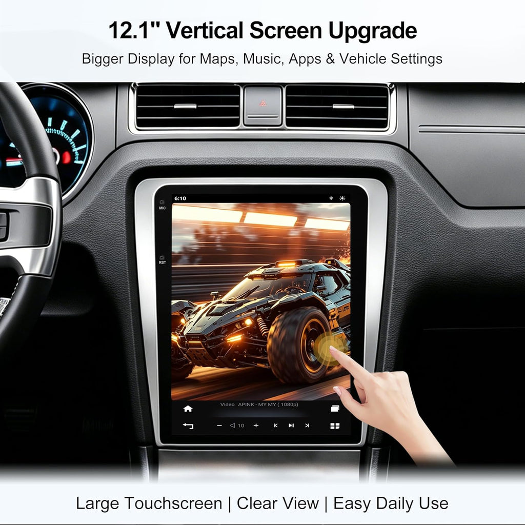 CUSP 12.1 Inch Android Car Stereo for Ford Mustang 2010-2014, Qualcomm 8GB+128GB, Wireless CarPlay Android Auto GPS Navigation WiFi Bluetooth DSP Voice Control