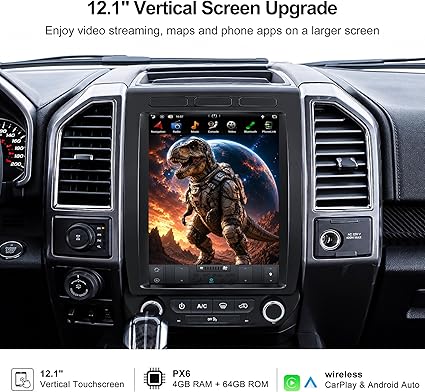 CUSP 12.1 Inch T-Style Android Car Stereo for Ford F-150/Raptor 2015-2021, F-250 F-350 F-450 2017-2021, PX6 4GB+64GB, CarPlay Android Auto GPS WiFi Bluetooth DSP