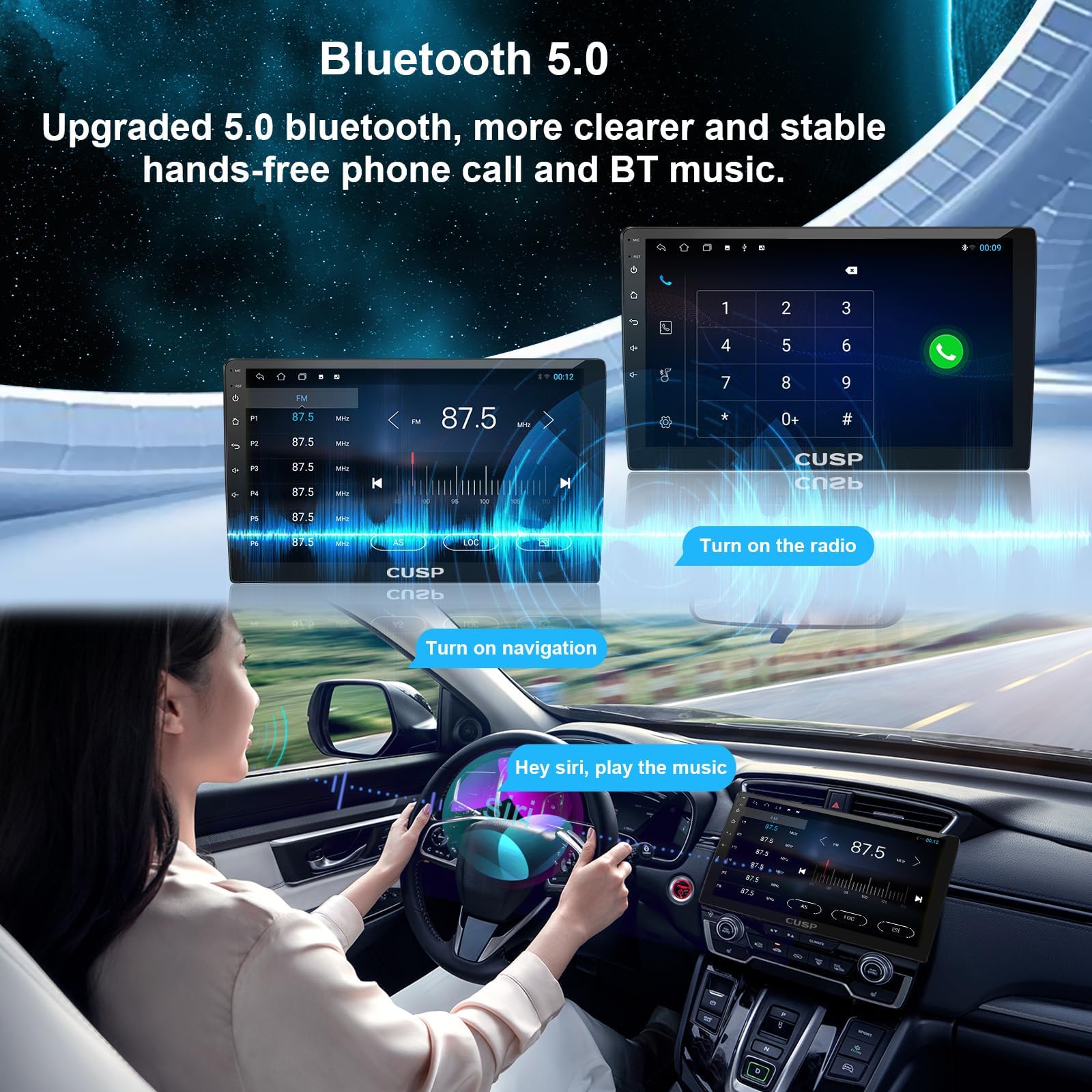 CUSP Android car stereo Bluetooth and media playback feature image