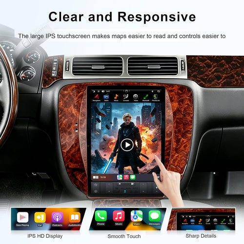 CUSP 12.1 Inch Android Car Stereo for Chevy Silverado Tahoe Suburban Avalanche & GMC Sierra Yukon 2007-2013, PX6 4GB+64GB, CarPlay Android Auto GPS WiFi Bluetooth Voice Control