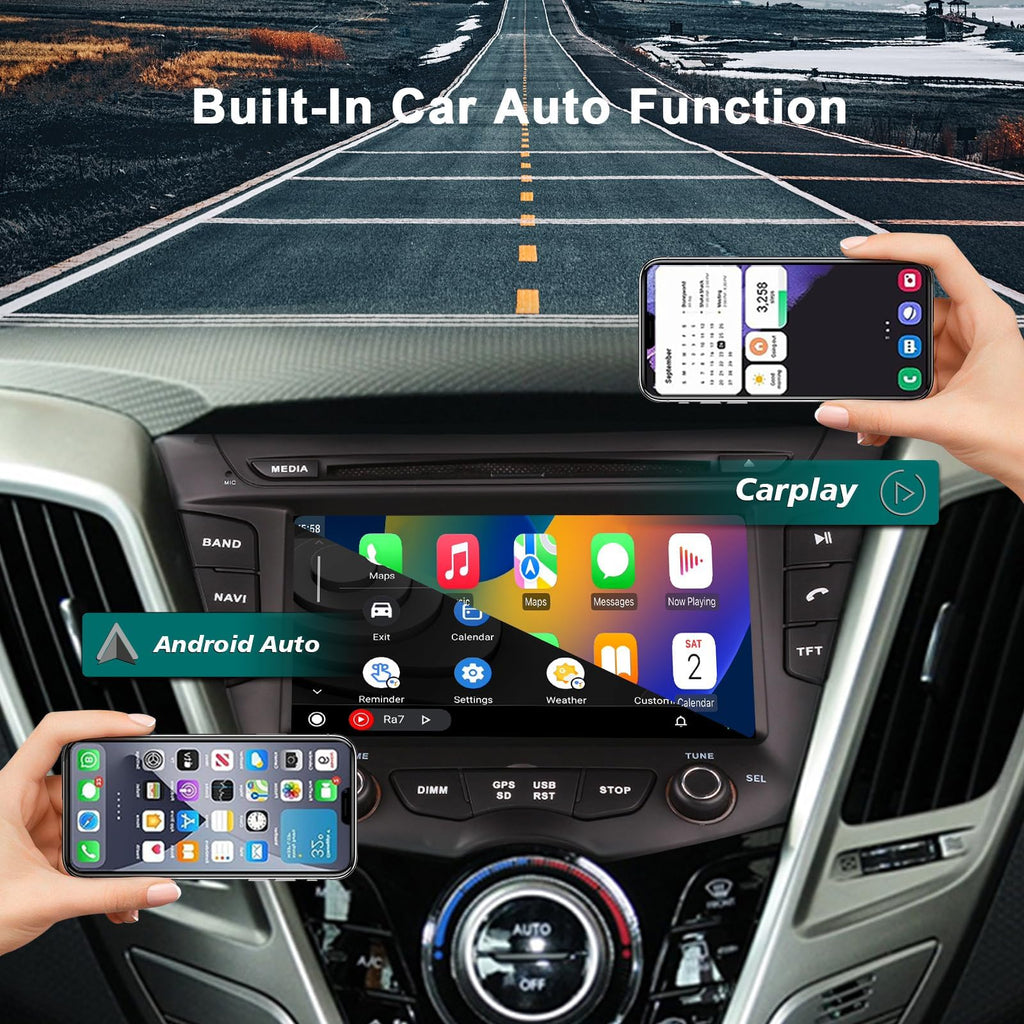 Built-in CarPlay and Android Auto function for Hyundai Veloster head unit