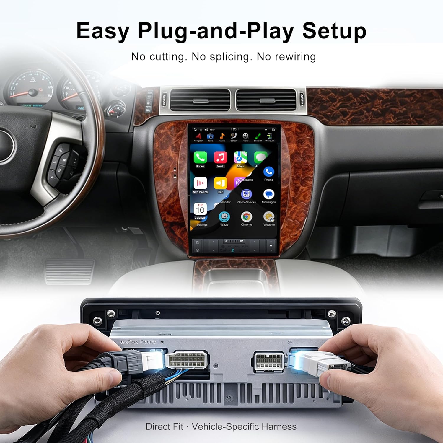 CUSP 12.1 Inch Android Car Stereo for Chevy Silverado Tahoe Suburban Avalanche & GMC Sierra Yukon 2007-2013, PX6 4GB+64GB, CarPlay Android Auto GPS WiFi Bluetooth Voice Control