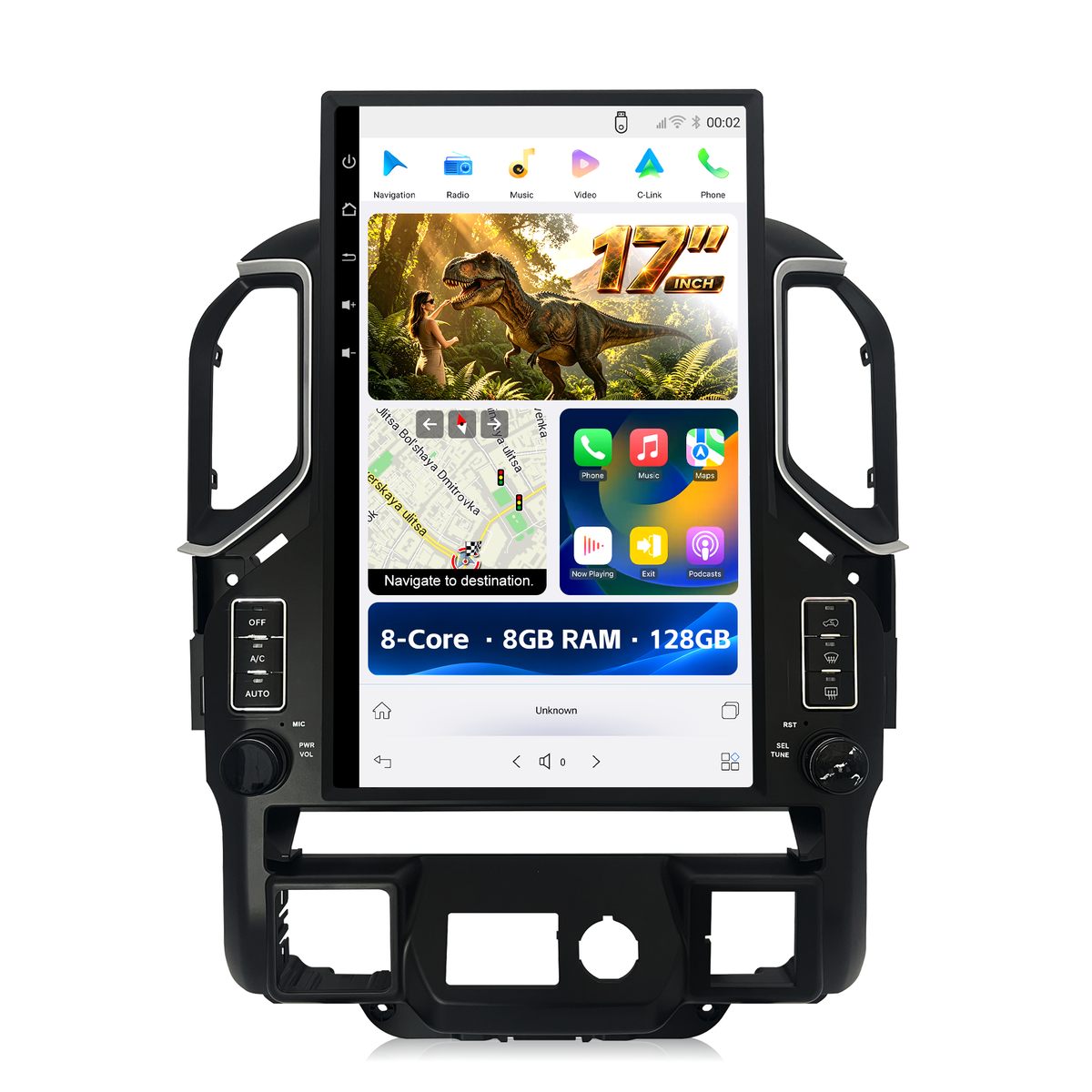 17" T-Style Android 14 Stereo for GMC Sierra & Chevy Silverado 2019+